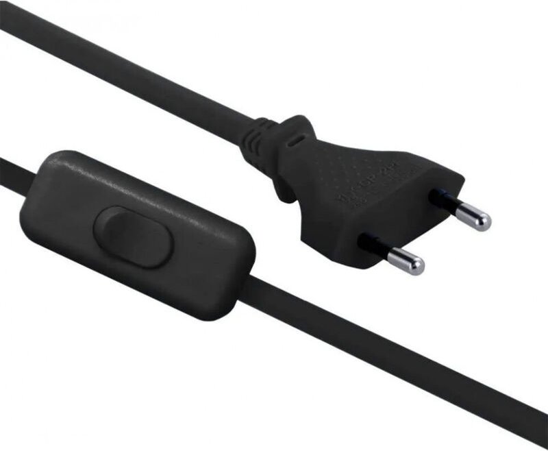 Verkabelung mit schalter und stecker 1,5 meter schwarz h03vvh2-f 2,5a 70527 - Electraline