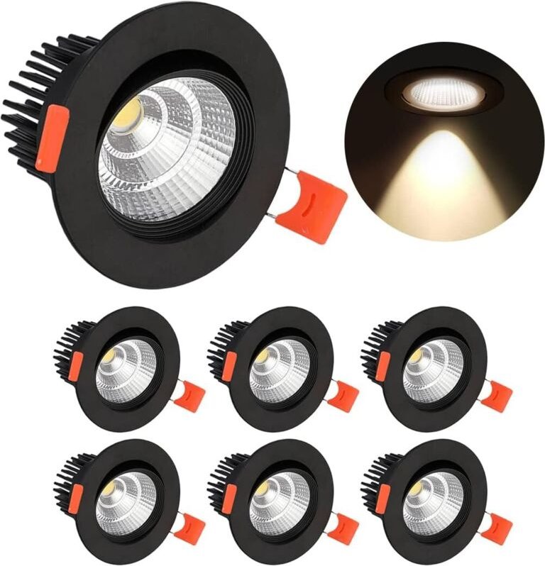 6 x LED-Einbauleuchten, 5W Deckeneinbauleuchten, Warmweiß IP44 für Badezimmer, Küche, Wohnzimmer, Flur (Schwarz)