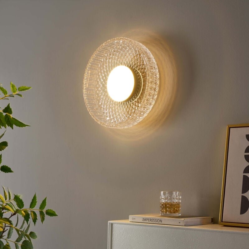 Decken- oder Wandleuchte mit gerilltem Klarglas - Damian