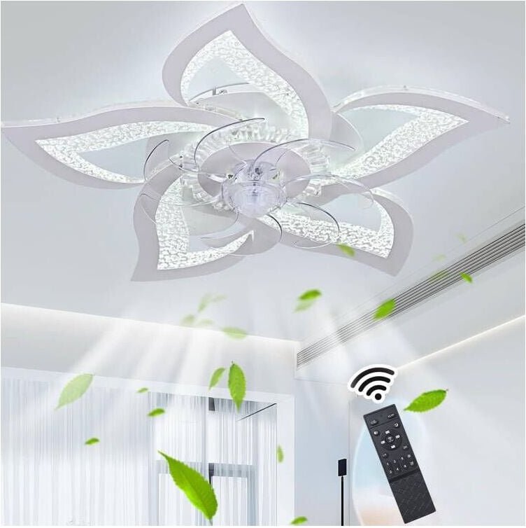 Deckenventilator mit Licht, dimmbarer LED-Ventilator mit Fernbedienung, blumenförmiger Deckenventilator für Wohnzimmer, ...