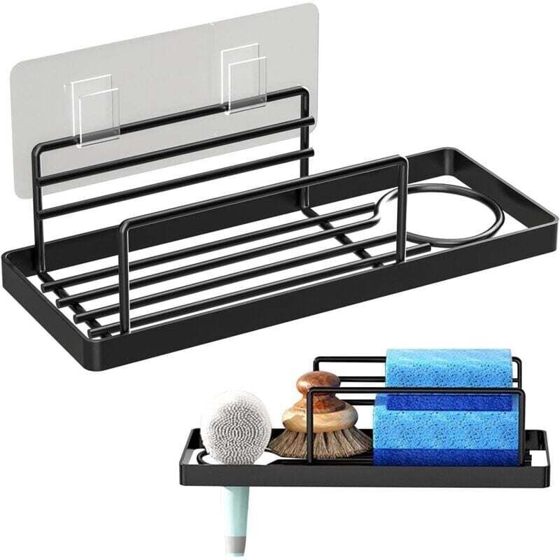 Alovez - Porte Eponge Evier Cuisine, Porte Savon Cuisine Acier Inoxydable, Porte éponge évier Noir, Range Eponge Evier C...