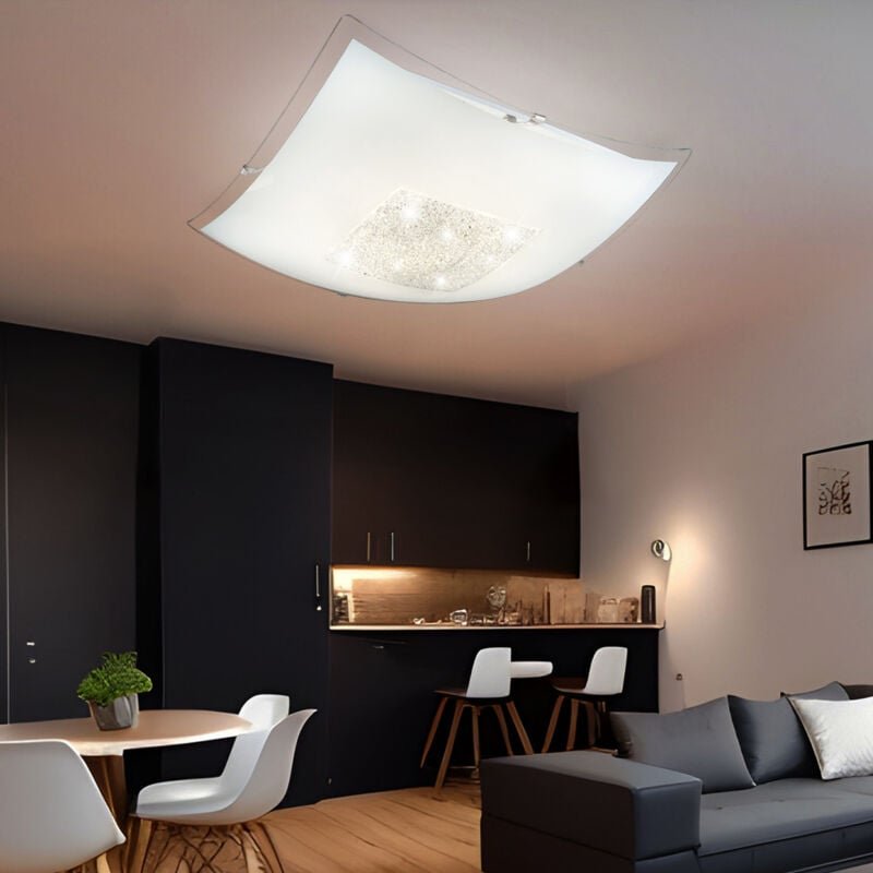 Globo - Deckenleuchte Deckenlampe Kristallleuchte Innenleuchte Acryl, Chrom satiniert, quadratisch, 1x led 18 Watt 1350 ...