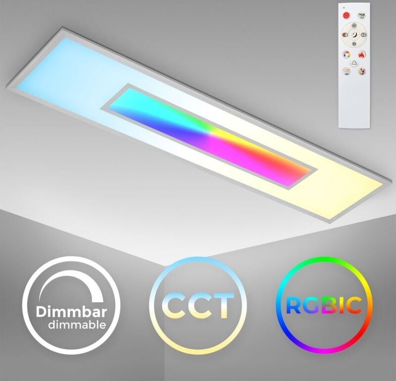 B.k.licht - led Decken-Panel dimmbar - 119,5x29,5cm - Deckenleuchte flach 65mm 32,5W 3400lm rgb cct 3000–6500K Deckenlam...