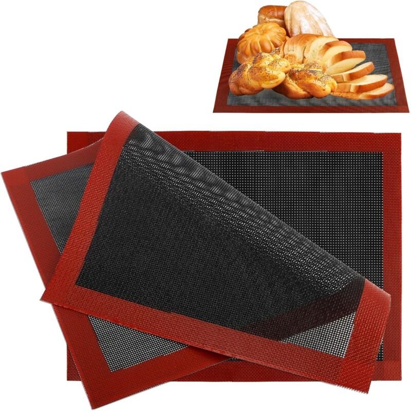 2er-Set Silikon-Backmatten – 40 x 30 cm – Wiederverwendbar – Rutschfest – Strapazierfähige Backmatte – Für Backofen und ...