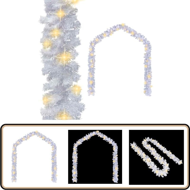 Weihnachtsgirlande mit LED-Lichtern 10 m Weiß - Weihnachtsdeko - LED-Girlande - Weihnachtslichter - Weiße Beleuchtung - ...