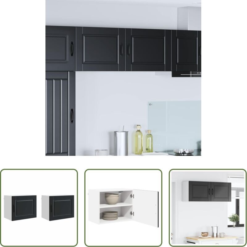 Holzschrank - Küchenschrank 2 pcs Schwarz 50 x 31 x 40 cm Holzwerkstoff