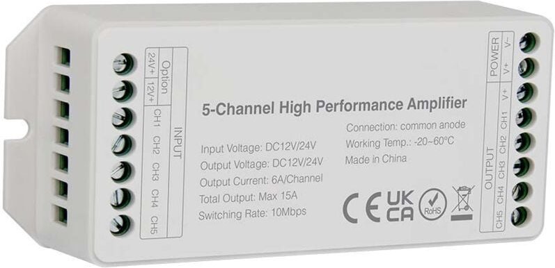 LED-Streifenleuchte Zubehör 5-Kanal-Verstärker Weiß