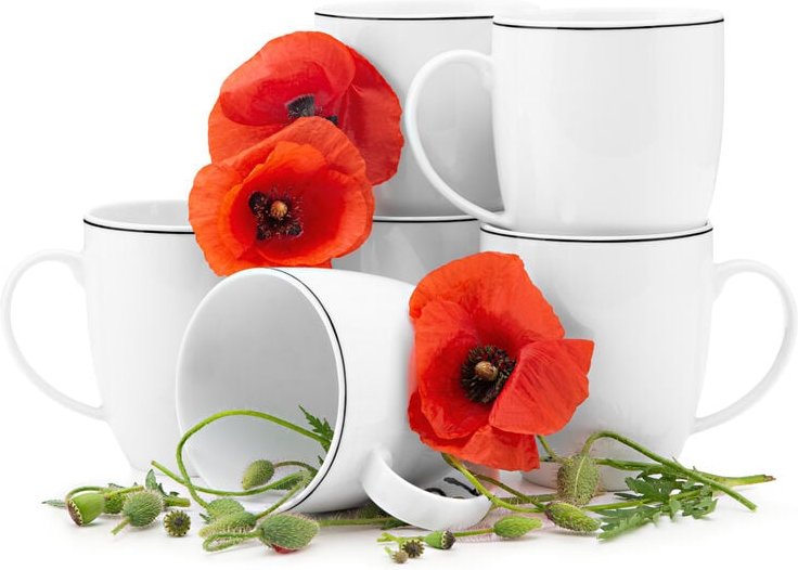 KONSIMO BOSS Becher 6-tlg. Porzellan, Schwarzer Rand