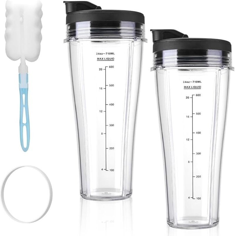 Ersatzbecher für Ninja-Mixer, 2-teiliges Ersatzbecher-Set mit Bürste und Dichtung für Ninja-Mixer, SS100, SS101, SS300