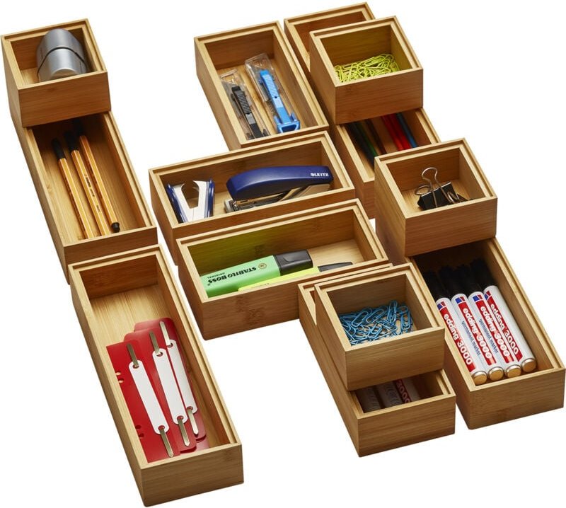 So-tech - orga-box bambus Aufbewahrungsbox 12 teiliges Set (geölt, 3 Größen 85/171/257 x 85 x 50 mm) Ordnungssystem stap...