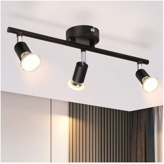 Gbly - Deckenstrahler Schwarz 3 Flammig Deckenleuchte - Deckenspots Schwenkbar GU10 330° Drehbar Deckenlampe Modern Meta...