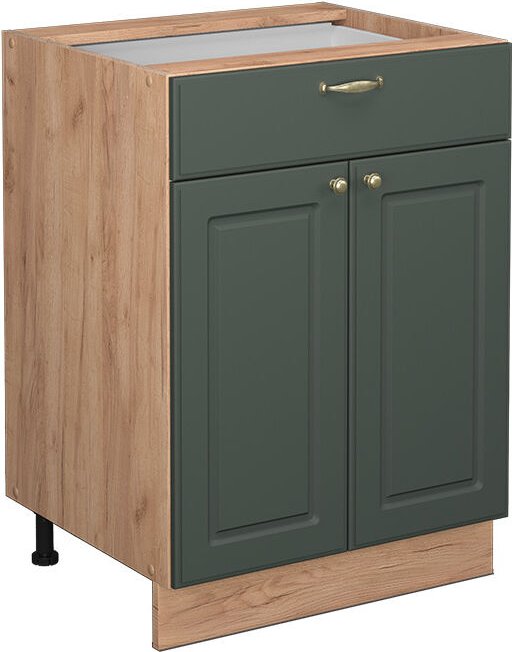 Thumbnail - Küchenunterschrank Fame-Line, Grün-Gold Landhaus, 60 cm mit Schublade, ohne Arbeitsplatte Vicco