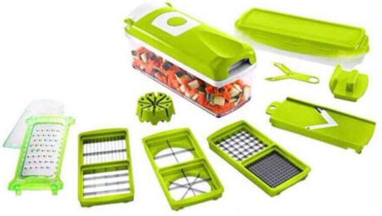 Weitere Küchenaccessoires (12-teilig) in Grün – Gemüseschneider für Würfel, Stifte, Scheiben, Streifen und Spalten – Sal...