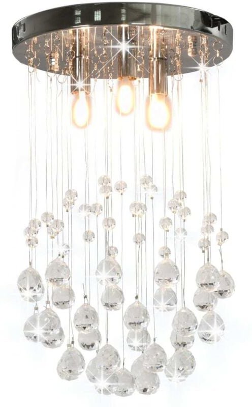Deckenleuchte mit Kristallperlen Silbern Kugel 3x G9 Glühbirnen Vidaxl