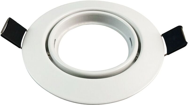 Europalamp - Schwenkbare Einbauhalterung für runde weiße LED-Spots - Durchmesser 90mm - Bohrloch 65mm