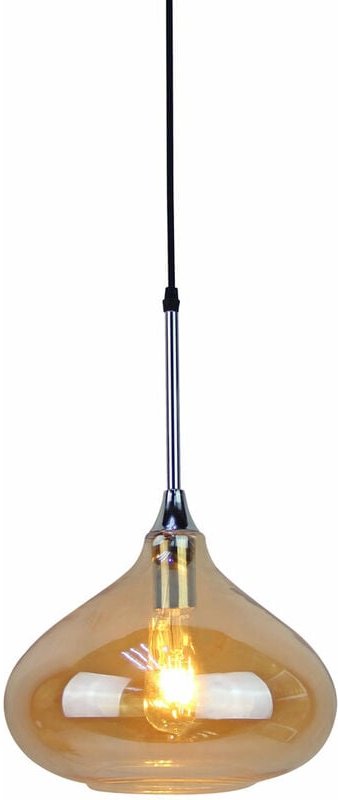 Retro Hängelampe Esstischleuchte Glas Pendellampe Wohnzimmer, Glas amber, Metall, 1x E27, DxH 28,5x100 cm
