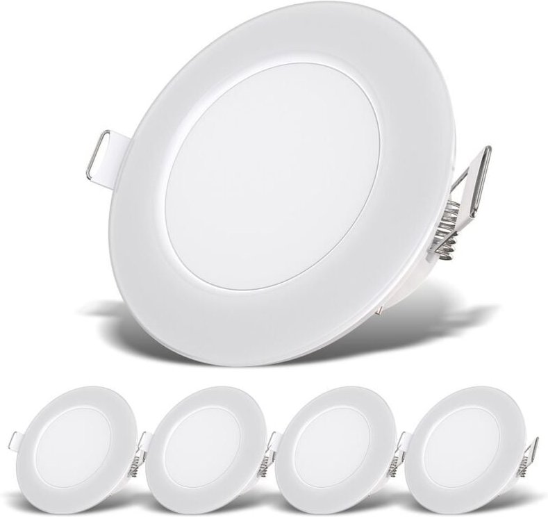 B.k.licht - 5er Set led Bad Einbaustrahler 230V flach, IP65, Badezimmer, neutralweiß Lochmaß 68mm, led Spot, Deckenspots...