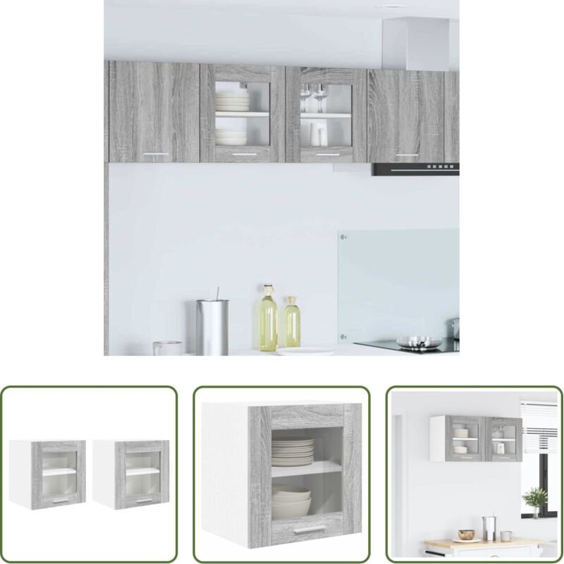vidaXL Hängeschrank - Hängeschrank 2 pcs Graues Sonoma 40 x 31 x 40 cm Holzwerkstoff