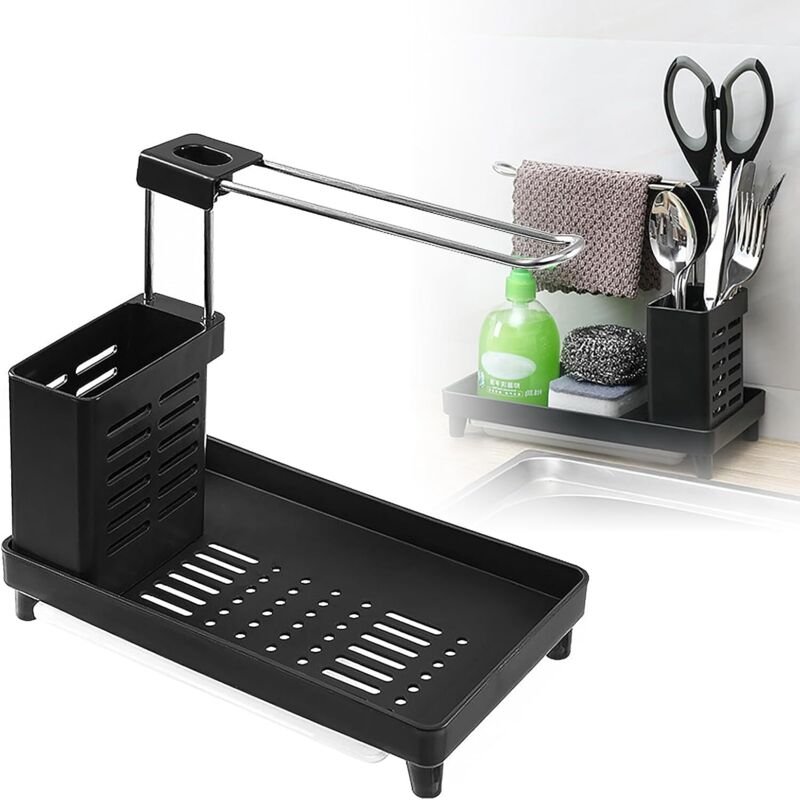 Spülbecken-Organizer-Regal, kein Bohren erforderlich, inklusive Spülmittelhalter, geeignet für Küchen und Badezimmer, mi...