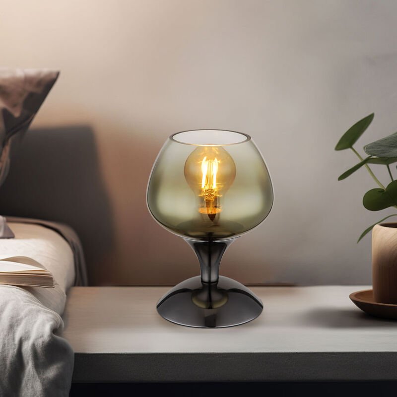 Tischleuchte Beistelllampe Schreibtischlampe Metall-Chrom Gold Glas Retrodesign