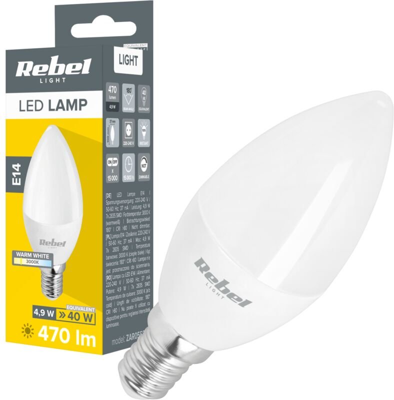 5-W-LED-Kerzenlampe, 3000 K, 230 V, Rebel