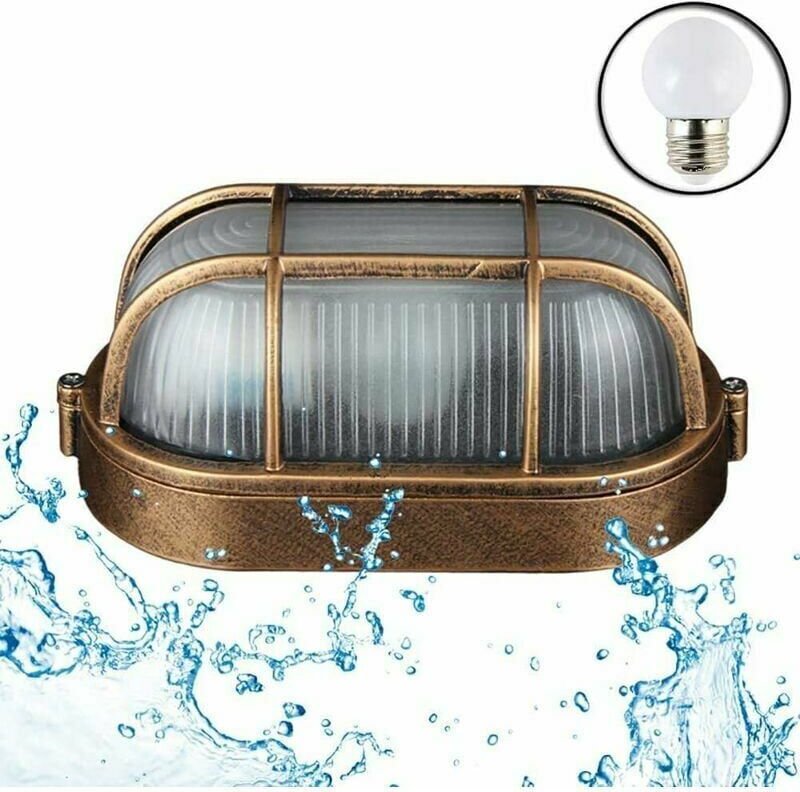 Bullaugen-Außenwandleuchte, runde Wandleuchte aus Aluminium-Druckguss, nautische Vintage-Industrie-Bootslampe, Wanddekor...