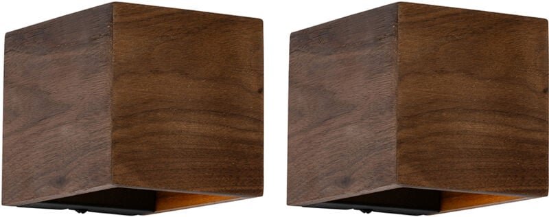 Set aus 2 Smart Wandleuchten Nussbaumholz Inkl. Wifi G9 - Transfer