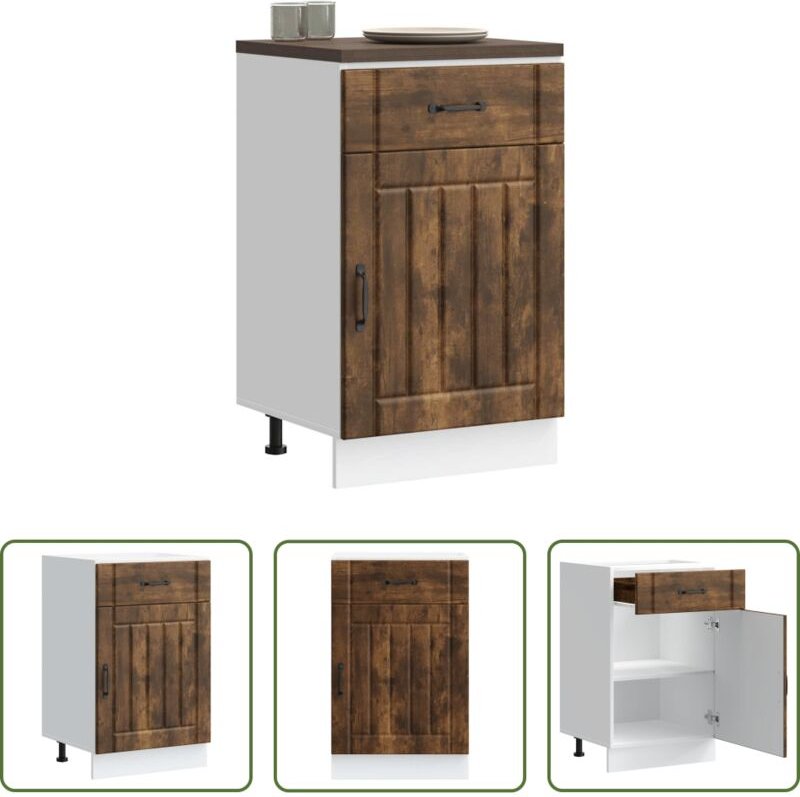 vidaXL Holzwerkstoff - Küchen-Unterschrank Lucca Räuchereiche Holzwerkstoff