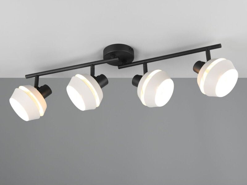 Reality Leuchten - Deckenstrahler isla 2-flammig Schwarz, Metallschirme Grau, Breite 72cm