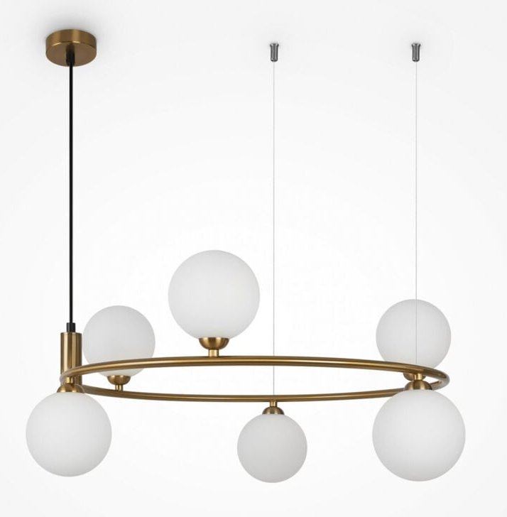 Ring Moderne 6-flammige Kugel-Pendel-Deckenleuchte Messing G9 - Maytoni