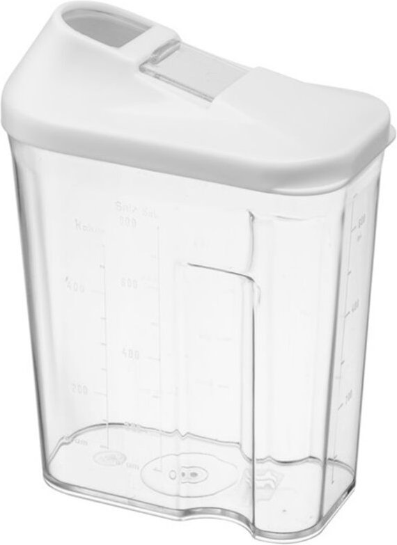 HUGO 750 ml (0,75 Liter) Futterspender, farblos, mit weißem Deckel