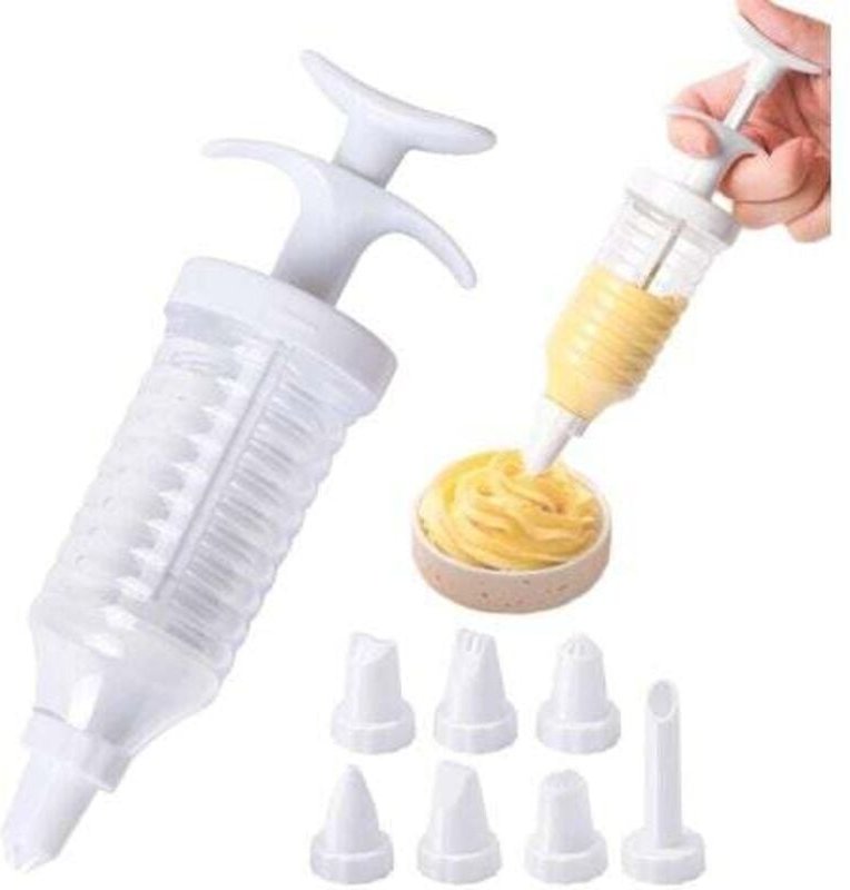 Tortenspritzpistole, Cupcake-Verzierungsset, Tortendekorationsset mit 8 Düsen, Cupcake-Verzierungsset, weiß