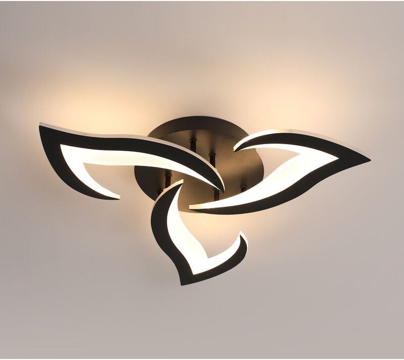 Comely - Moderne Led Deckenleuchte, 33W 4000LM aus Acryl, Kreatives Design mit Blütenblättern, Led Kronleuchter Schwarz ...