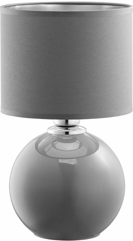 Licht-erlebnisse - Tischleuchte Nachttischlampe Grau E27 36 cm Stoff Glas Modern Wohnzimmer Schlafzimmer