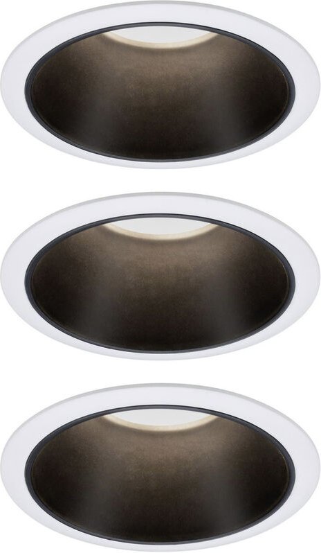 Paulmann 93402 Cole Coin Einbauleuchte 3er Set led 6 w Weiß, Schwarz