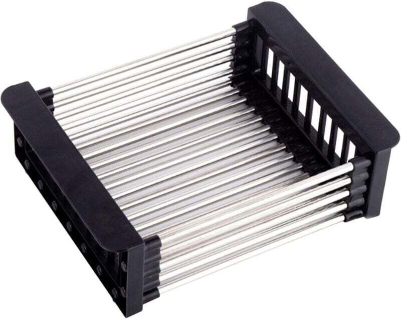 Abtropfkorb, Spülbeckenabtropfgestell, teleskopierbares Edelstahl-Abtropfgestell mit 1 Schraube, zum Geschirrspülen