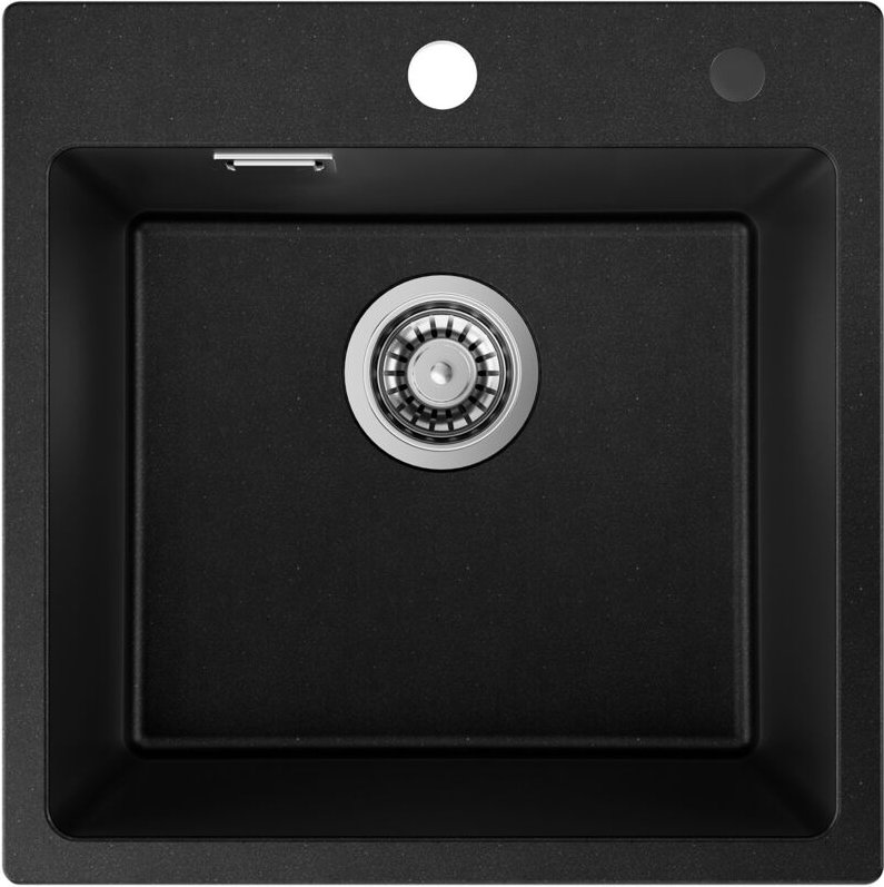 Granitspüle 45 x 45 cm Spülbecken Granit, Küchenspüle klein Granit Einbauspüle mit Siphon Ab- und Überlaufgarnitur
