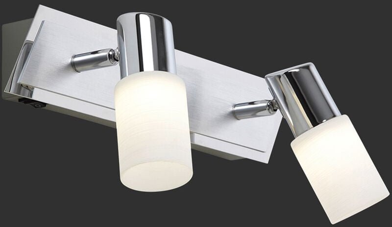 Led Wandstrahler clapton 2-flammig mit Schalter & Glasschirmen, Breite 36cm