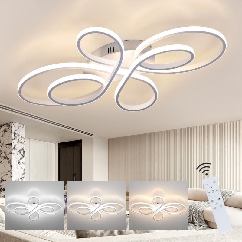 Deckenlampe led Deckenleuchte Dimmbar - Wohnzimmerlampe Groß 100cm Wohnzimmer 90W Modern Weiß Schlafzimmerlampe Schlafzi...