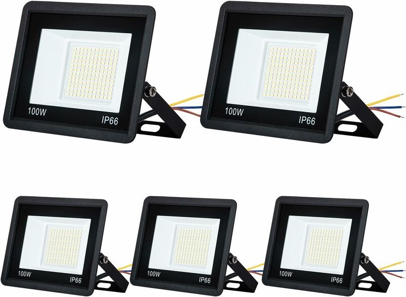5x100W led Baustrahler Außen Superhelle 230V led Scheinwerfer aus Aluminium Außenlampe Wandstrahler Fluter, Warmweiß Nai...