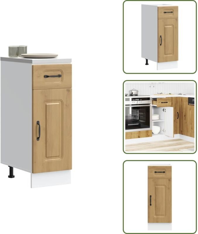 The Living Store - vidaXL Küchenunterschrank Kalmar Artisan-Eiche Holzwerkstoff