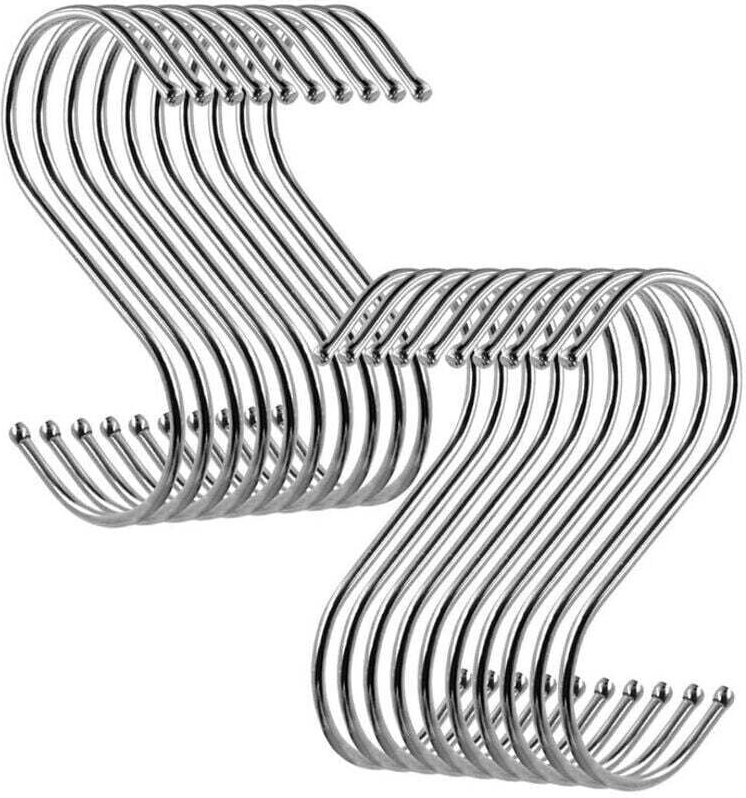 Edelstahl-S-Haken, Küchenhaken, rost- und korrosionsbeständige Metall-Gardinenringe, zum Aufhängen von Küchenutensilien ...