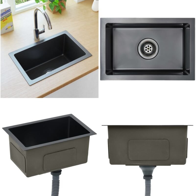 Handgefertigte Küchenspüle Schwarz Edelstahl - Küchenspüle - Küchenspülen - Home & Living