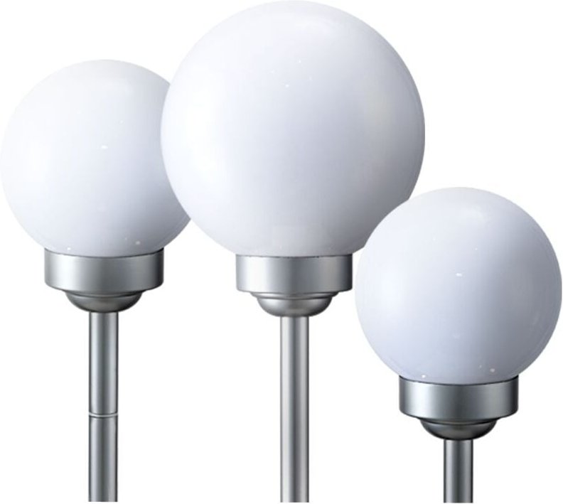 3er Set LED Solar Leuchte Kugeln Steckleuchten Gartenlampe Solarleuchte 15 und 20 cm Durchmesser