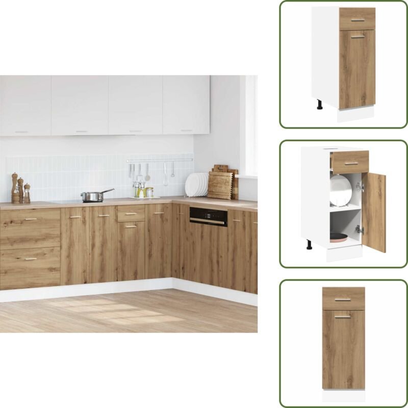 The Living Store Schubunterschrank Lyon Artisan-Eiche 30x46x81,5 cm Holzwerkstoff - Küchenstauraum