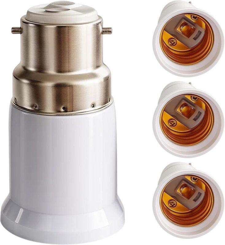4er-Pack B22-auf-E27-Adapter, Bajonett-Schraubadapter, Lampenadapter für LED- und Energiesparlampen, einfache Installati...