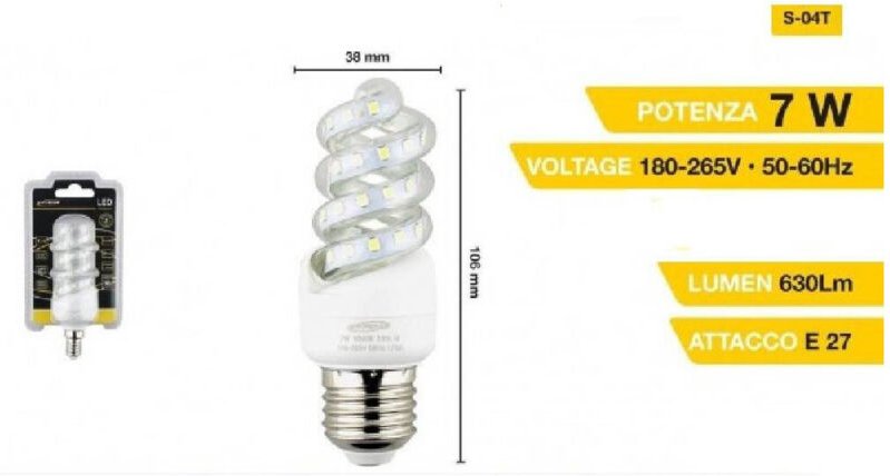 Trade Shop Traesio - Trade Shop - E27 7W Spiral-LED-Lampe, kalt, warm, naturweiß, 40D, S-04T -