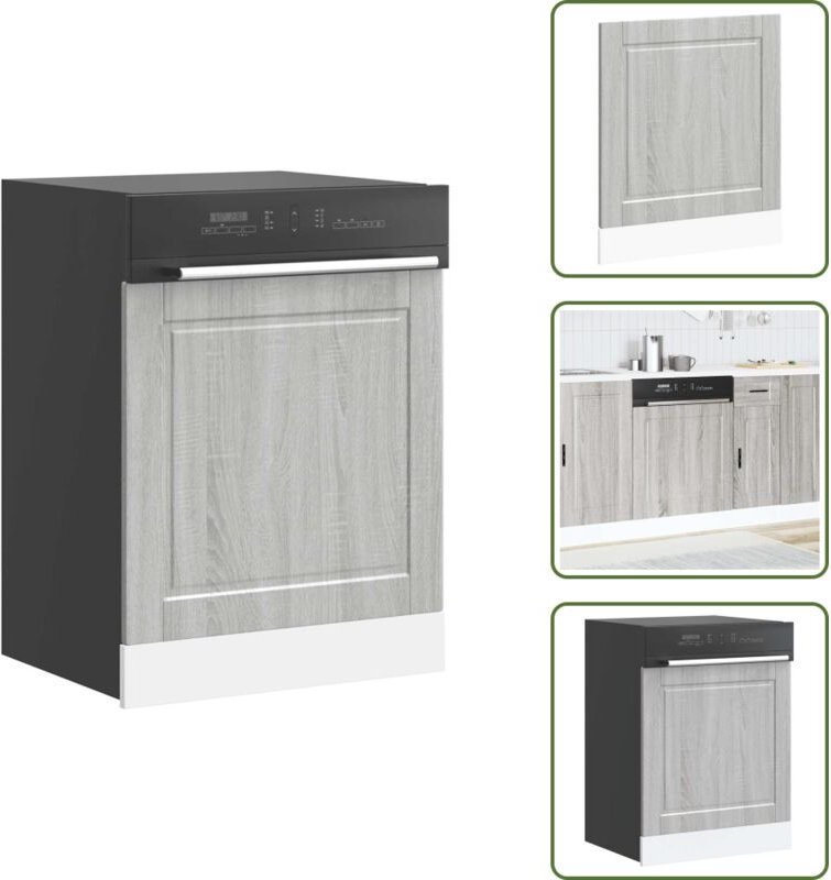 The Living Store Geschirrspülerblende Porto Grau Sonoma 60x1,5x67 cm - Holzblende