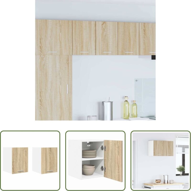 Hängeschrank - Hängeschrank Riga 2 pcs Sonoma-Eiche und Weiß 30 x 31 x 40 cm