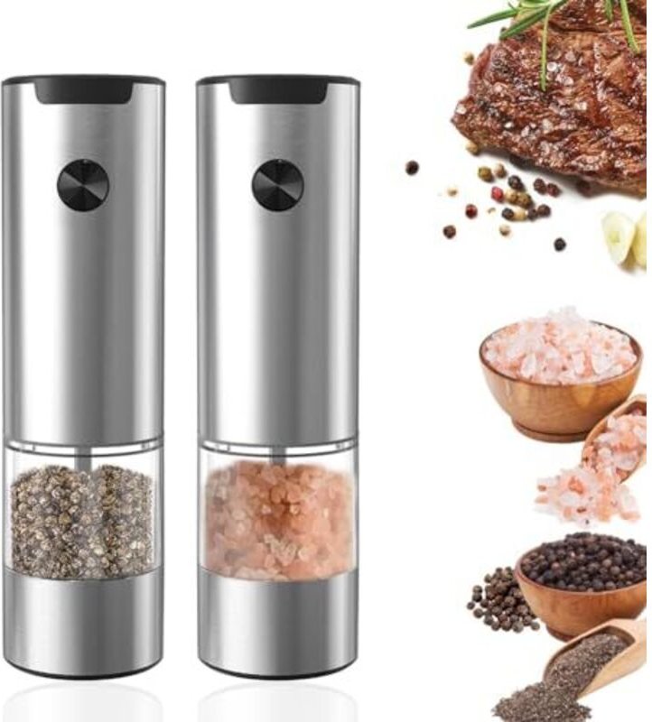 Terphadp Elektrische Salz- und Pfeffermühle, 2er-Set mit Standfuß, Gewürzmühle mit einstellbarer Grobheit, automatisches...